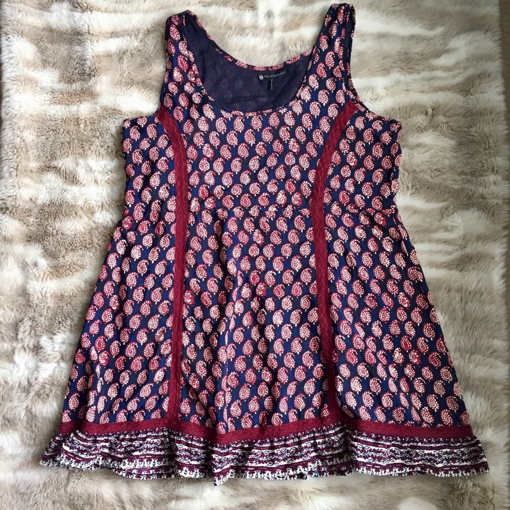 House Of Harlow 1960 Paisley Boho Ruffle Mini Dres